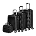 Produktbild NUMADA - Gepäck-Set und Kulturbeutel 4 Stück Schwarz, groß 75cm, mittel 63cm, klein 53cm und Kulturbeutel, ABS, starr, widerstandsfähig, 4 Doppelräder, leicht, seitliches Kombinationsschloss