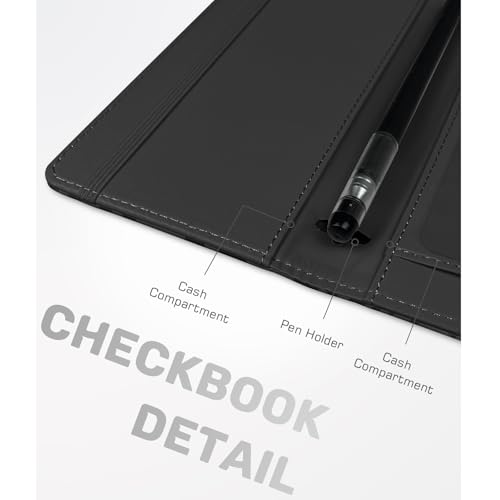 Kakurookie Letter Checkbook Cover, RFID Blocking Checkbook, Stylish, Lightweight, Slim Durable, Multi-Functional Checkbook Holder for Personal and Business Checks (Leopard-Black) - Thumbnail 5