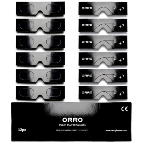 Miniatura 7 de ORRO Gafas para Eclipse Solar de 45 mm, Pack de 2/6/12, Se Ajustan sobre Gafas Graduadas, Protección Ocular Certificada, Ensayadas según EN ISO 12312-2:2015, Marcado CE - Ajuste Edge