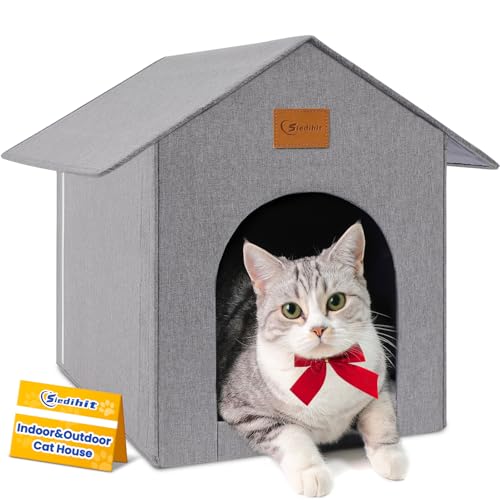 Siedihit Outdoor Cat House, Cat Shelter Feral Pet Outside Waterproof Cat House for Outdoor/Indoor...