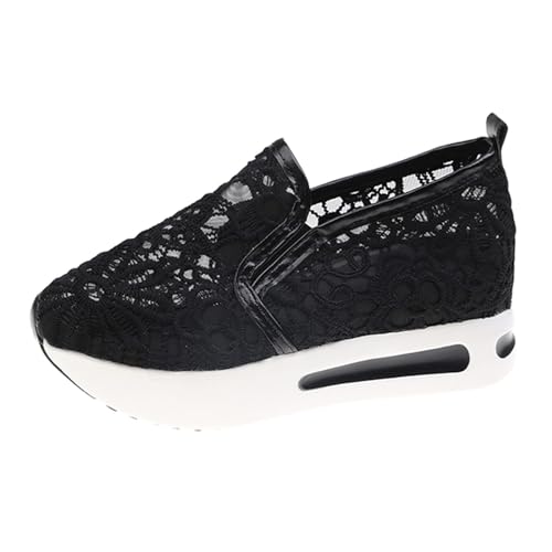 Wedge Tennis Shoes for Women,Bling Sneakers for Women,Floral Embroidery Breathable Sheer Mesh Sneakers 2025,Platform Fashion Dressy Walking Shoes - Main Image