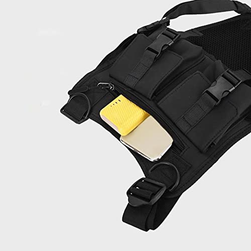 Sharplace Chest Rig Bag Oxford Cloth Pouch Hip Hop Streetwear Adjustable Water Resistant Phone Holder Lightweight Pockets Vest for Men Women Cycling Black - Image 4