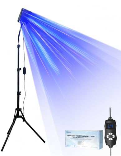 Jitesy Bräunungslampe für Zuhause,50W Höhensonne Gesichtsbräuner Gerät, 48 LEDs 460nm+48 LEDs 480nm,2 Modi-konstant+pulsierend,5 Helligkeitsstufen