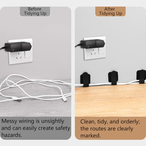 10 Piezas Organizadores de Cables con Gancho y Bucle Ajustable, Correas Reutilizables para Gestión de Cables Bajo Escritorio para Hogar y Oficina miniatura 5