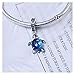 100% 925 Sterling Silver Charm Charm Bracelet, DIY Necklace Jewelry, Blue Glass Turtle Pendant, Gift for Ladies and Girls