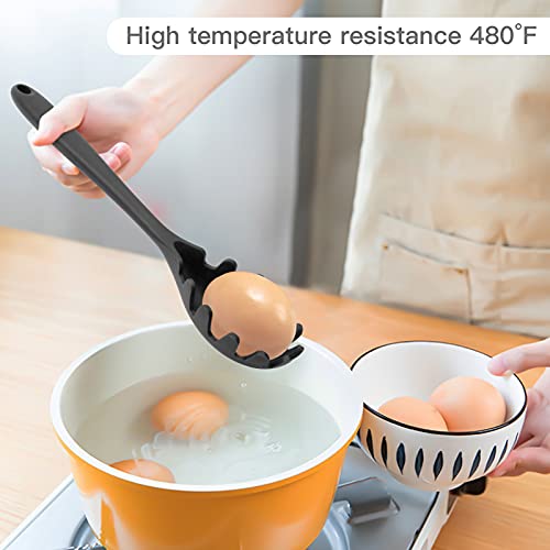 Mjiya Silicone Spaghetti Server, Food Grade Pasta Fork, High Heat Resistant To 480°F, Durable Heat-Resistant Silicone Spaghetti Scoop (Black) #TOP3