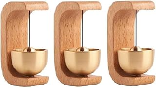 Door Chime For Entrance [3PCS] Magnetic Brass Doorbell | Handmade Wooden Doorbell Shopkeepers Bell For Doors Opening | Wooden Magnetic Door Bell Chime For Entrance | Welcome Doorbells