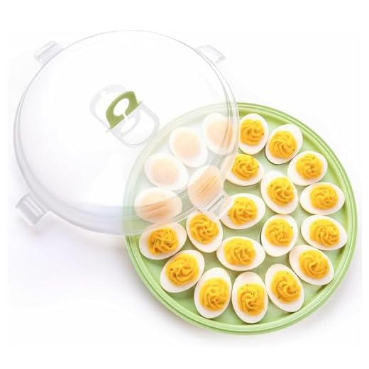 HANSGO Deviled Egg Tray Platter, Round Egg Tray Devil Egg Carrier with Lid for Party Favor Thanksgiving Table, 22 Egg Slots
