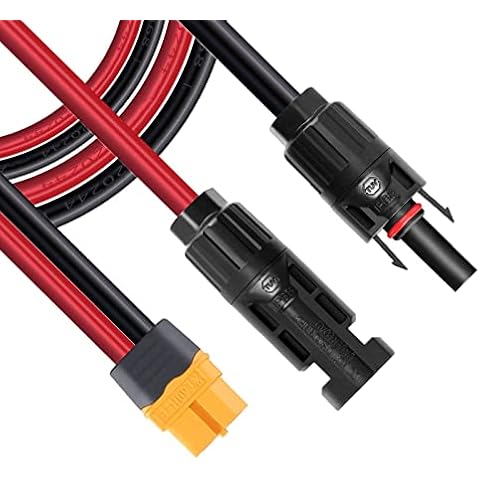ZkeeShop Solar to XT60 Solar Charge Cable Solar Connector to XT60 Adapter Solar Panel Extension Cable 12AWG Cable Compatible for Ecoflow Delta River EB55 Solar Generator Portable Power Station 60CM Cover