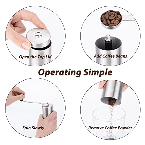 Manuelle KaffeemüHle Mit Einstellbarer, Tragbare HandkaffeemüHle Aus Edelstahl, Ganze BohnenmüHle Mit Konischem Grat Aus… – Bild 3