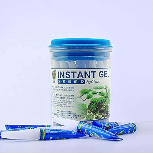 XIAOYUE Aquarium glue, instant clear Glue for Plants Corals aquascaping,25 pcs Safe and quick-drying aquascape water plant aquatic plants, moss, coral, stone, wood, etc - Transparent color
