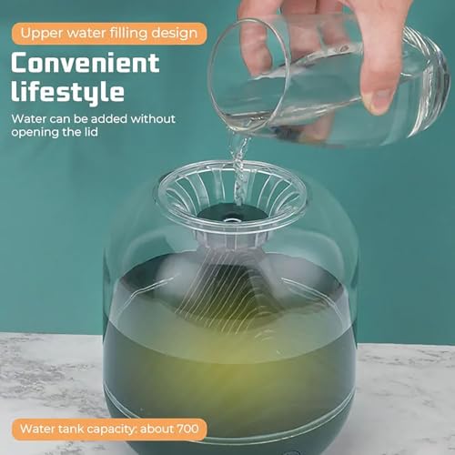 Humidificateur d'air portable ultrasonique, diffuseur huiles essentielles et lampe LED - 2