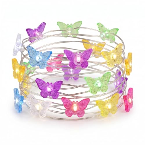 Image of DiiWmme Butterfly Fairy String Lights, 2M/20 LEDs Battery Operated Decorative Lights for Indoor Outdoor, Garden, Bedroom, Wedding, Valentine’s Day, Party Decorations(Butterfly)