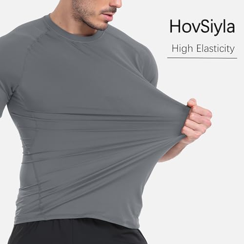HovSiyla Men's Compression Shirts Cool Dry Short Sleeve Baselayer Athletic Workout T Shirts