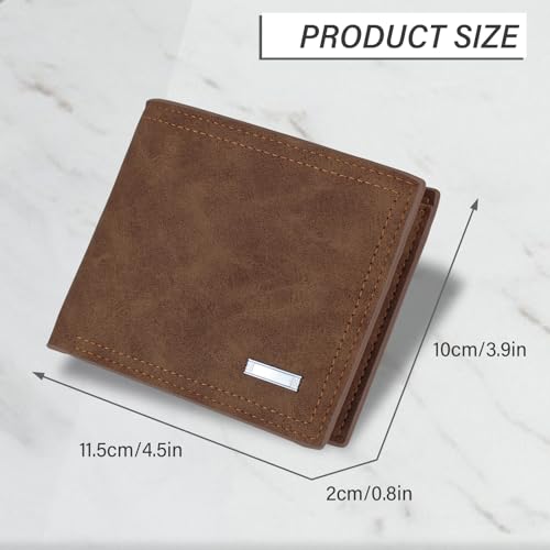 Mens Wallet, Soft Leather Slim Wallet for Men Vintage Credit Card Wallet Bifold Card Holder with Multi Slots (Coffee)2