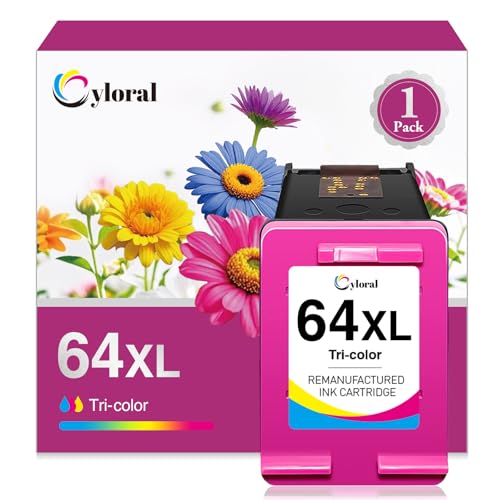 Cyloral 64XL Color Ink Cartridge for HP Envy Inspire 7255e 7258e 7955e 7958e 7900e Envy Photo 7855 7858 7800 7100 7155 6255 7164 Tango Printers Remanufactured HP64 64 XL (Color)