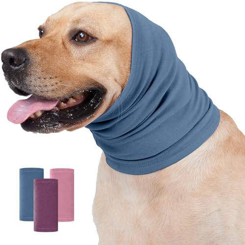 Image of Nanaki Dog Calming Hoodie Ear Wraps for Dogs, Ear Protection Dog Fireworks Ear Head Muffs Dog Warp Anxiety Relief, Dog Hematoma Ear Wrap, Dog Head Cover The Grooming and Force Drying Dog Ear Protector