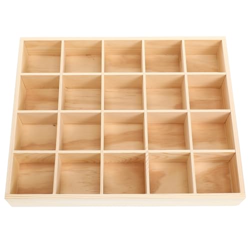Cabilock 20-Compartment Wooden Drawer Organizer - 13x11 inch Solid Pine Wood Shallow Socks and Underwear Divider, Stackable Small Items Storage Tray for Dresser & Closet (2.37" Grid) by Cabilock - Used condition - Image 8