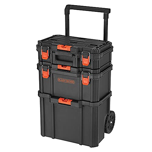 beyond by BLACK+DECKER BLACK+DECKER BDST60500APB Stackable Storage System - 3 Piece Set (Small, Deep Toolbox, and Rolling Tote) by BLACK+DECKER - Used condition - US$85.60