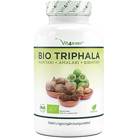 Bio Triphala - 365 Kapseln - Hochdosiert mit 750mg je Kapsel - Hochwertiger Rohstoff aus Indien - Laborgeprüft & zertifizierte Bio Qualität - Ohne unerwünschte Zusätze - Vegan Cover