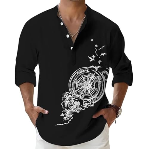 DEELMO Men’s Cotton Blend Short Kurta with Mandarin Collar, Unique Design and Full Sleeve in a Casual Style