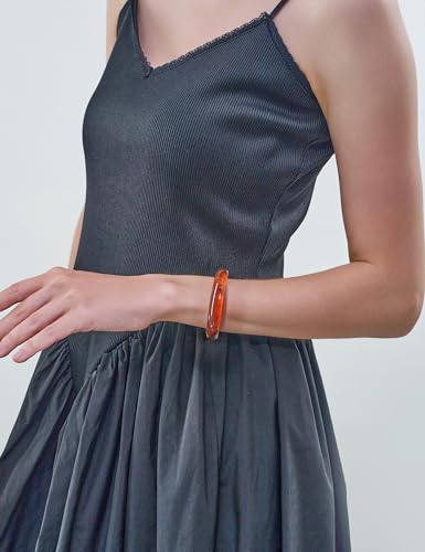 Thin Brown Acrylic Bracelet for Women Cream White Resin Bangle Translucent Tortoiseshell Resin Bracelet Vintage Wristband Bangle4