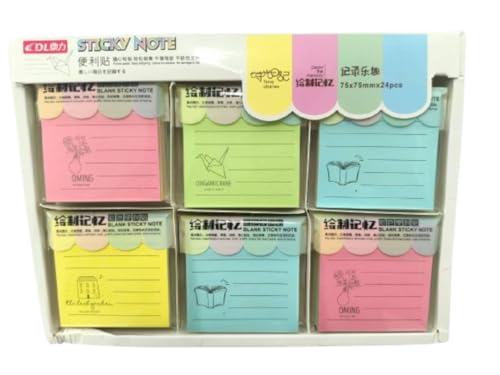 Image of Sish Ruled Multicolored Self Stick Note Pad (3 X3 Inch, Pack of 6) -Lined Memos-Single Line Sticky Notes