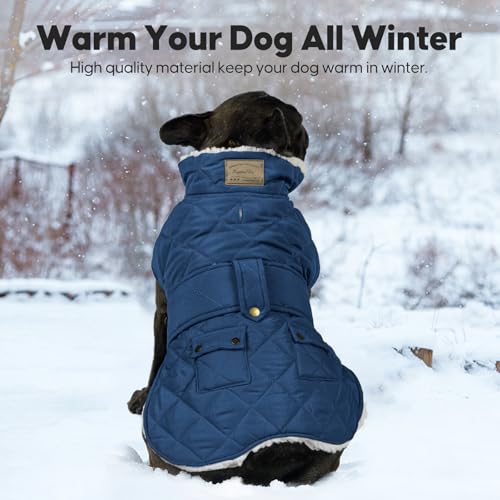 KYEESE Dog Coat Waterproof Dogs Jacket with Fleece Lined Windproof Dog Coats for Small Dogs Thick Pets Clothes with Pocket Soft Pet Sweater for Cold Weather Warm Pet Winter Puffer Coat with Leash Hole - Image 3