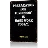 Vintage Metal Sign Bruce Lee Quote - Preparation Tin Signs For Man Cave, Garage, Living Roome, Cafe And Pub Wall Decor 8 X 12 Inch Funny Sign