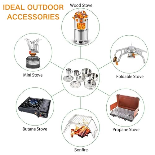BeGrit Backpacking Camping Cookware Mini Picnic Camping Cooking Mess Kit with Pot and Pan Set for Hiking 8pcs Set - Image 6