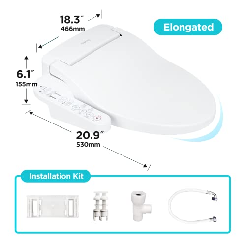 Blooming Nb-1360E Bidet Toilet Seat, Warm Water With Stainless Steel Nozzle, Warm Air Dryer, Heated Toilet Seat, Sittable Lid, Nightlight, Fits Elongated Toilets, White (Elongated) #TOP5