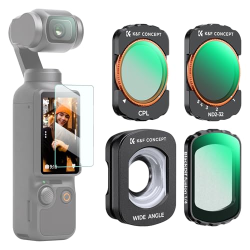 Image of K&F CONCEPT FD161 Magnetic Wide Angle Lens & Effect & ND & CPL Filter Set Compatible with Pocket 4 /3, Xtra Muse, Wide-Angle Lens CPL Black Diffusion 1 /4 ND2-32 Filters, HD Optical Glass /Multi-Coated