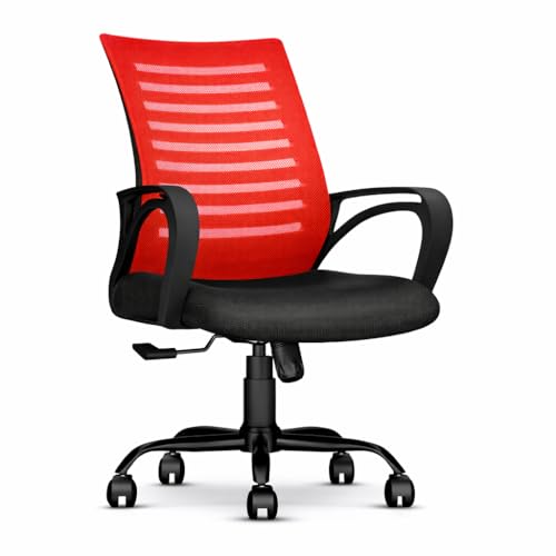 Image of Ergonomic 360 Swivel Office Chair for Home & Office Work with Back Support |Tilting & Height Adjustable Mechanism | Revolving Computer Chair for Home Study Use (Red)