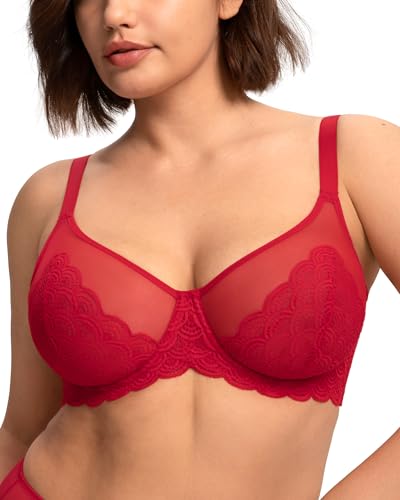 Image of HSIA Minimizer Bras for Women Large Bust Full Coverage Lace Plus Size Bra - Mermaid Scales