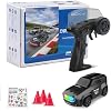 ANTSIR 1/64 Mini RC Drift Car for Adults & Teens, Micro Remote Control Car with Colorful LED Lights, Proportional Speed Control, 2.4GHz Desk Racing Car, USB-C Rechargeable Hobby Gift, Black