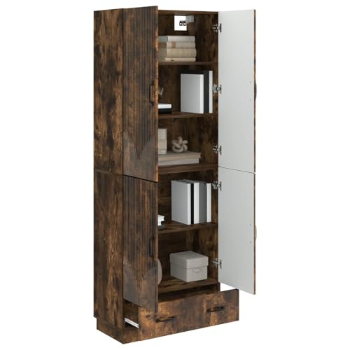 vidaXL Juego de armarios 2 pcs Roble Ahumado Madera de ingeniería, Juego de Muebles Modernos, Oficina Ergonómica, Sala Dinámica, Equipo Multifuncional, Soluciones de Almacenaje