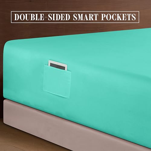 Elegant Comfort Luxurious 1500 Premium Hotel Quality Microfiber 4-Piece Sheet Set, 18-24 Inches Deep - Extra Deep Pocket Sheets - Ultra Soft 4PC Deep Pocket Sheets, Full, Paradise Teal