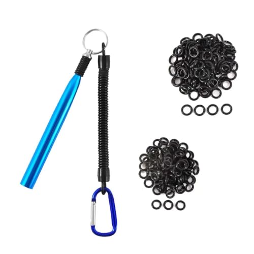 Fishfun Wacky Rig Tool with Silicone O Rings 110Pcs for 3-4 Senko Worms and 100Pcs for 5-7 Worms. Easy Installation and Great Protection of Your Plastic Worms
