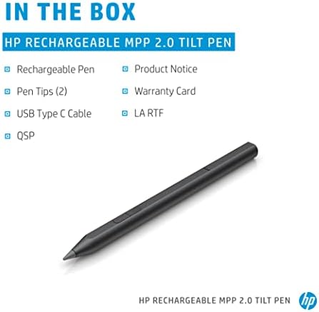 HP USB-C Rechargeable Tilt Pen stylus with MPP 2.0 technology, customizable buttons, Pen-point accuracy, for Windows Pen enabled laptops, 30 days Battery Life, Premium - Silver