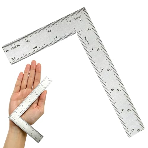 Stainless Steel L Shaped Square Ruler 4 Inch by 6 Inch Precision Framing Square 90 Degree Right Angle Ruler Measuring Tool for Carpenter Engineer Woodworker