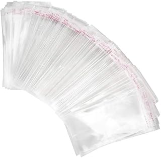 Chudian 400 Pieces Clear Cellophane Bags OPP Plastic Food Grade Bags Self-adhesive Sealing Treat Storage Bags Gift Bags for Candy, Wedding Cookie, Valentine Chocolates, Snacks (3.2 x 5.5 Inches)