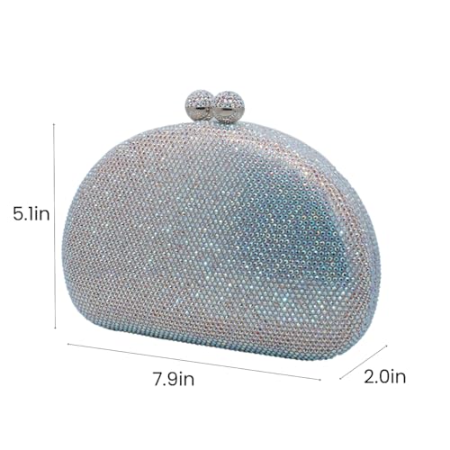 Image of UMREN Women Sparkly Rhinestone Evening Bag Crystal Clutch Purses Glitter Shell Shaped Handbag Wedding Prom Shoulder Bag