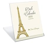 2021-2022 Eiffel Tower Foil Embossed Premium Quality Designer 16-Month Academic Desk Calendar Made...