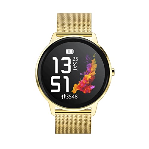 Sekonda Flex Womens 42 mm Smart Watch con cardiofrequenzimetro e monitoraggio del sonno, attività quotidiana, sport, musica, meteo e messaggi, con cinturino in rete