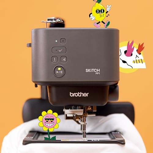 BROTHER PP1 Skitch Single-Needle Machine, Powered by Artspira, 4” x 4” Embroidery Area, Bluetooth Connected, Metal, Grey/Black