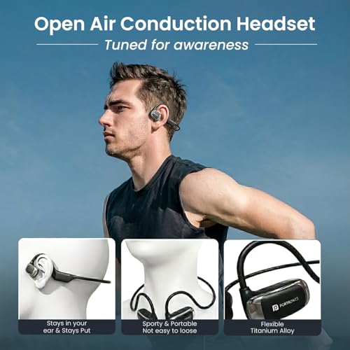 Image of Portronics AeroTune Over Ear OWS Smart Wireless Bluetooth Neckband with HD Mic, Secure & Flexible Earhook, Touch Control, 10 Hrs Playtime, Indoor /Outdoor Mode, Light Weight(Black)