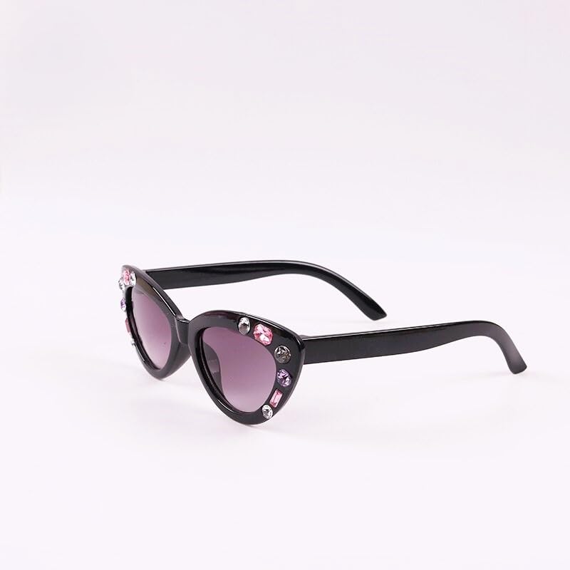 Kids Cat Eye Sunglasses with Crystal Embellishments, UV400 Protection, Ages 3-10 (Black) 3