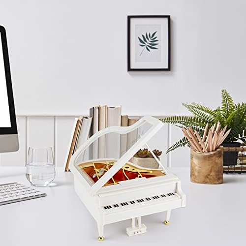 JJQHYC Music Box White Grand Piano Music Box Decoration Classy Clockwork Music Box Gift for Christmas, Birthday