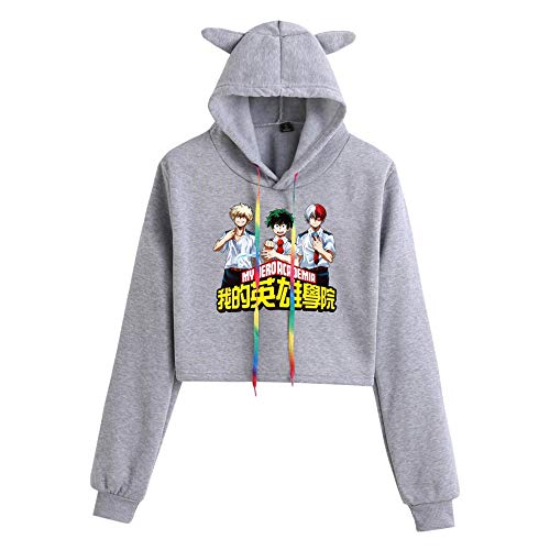 Preisvergleich Produktbild ANDD My Hero Academia Kapuzenjacke Lange Sweatjacke Pullover Kapuze Kapuzenpullove Katzenohr Hoodie Pullover Freizeit Natur L