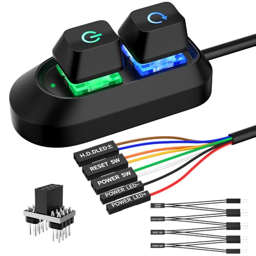 PC Power Button, Desktop Switch Splitter ON Off Reset SW HDD LED PC External Power Supply Button for...